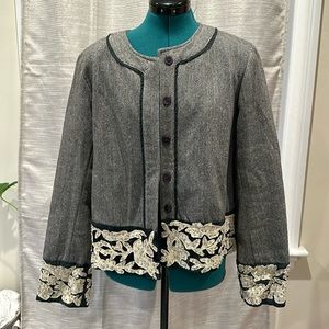 Sundance blazer, green, and gray Chevron with appliqué. 12